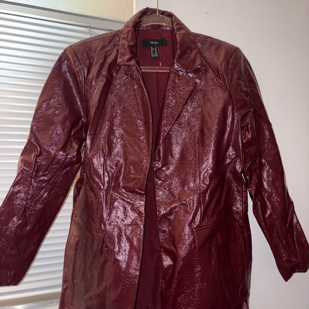 Burgundy Faux Leather Jacket